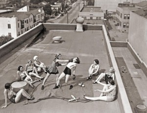Women boxing on a roof in L.A in 1933